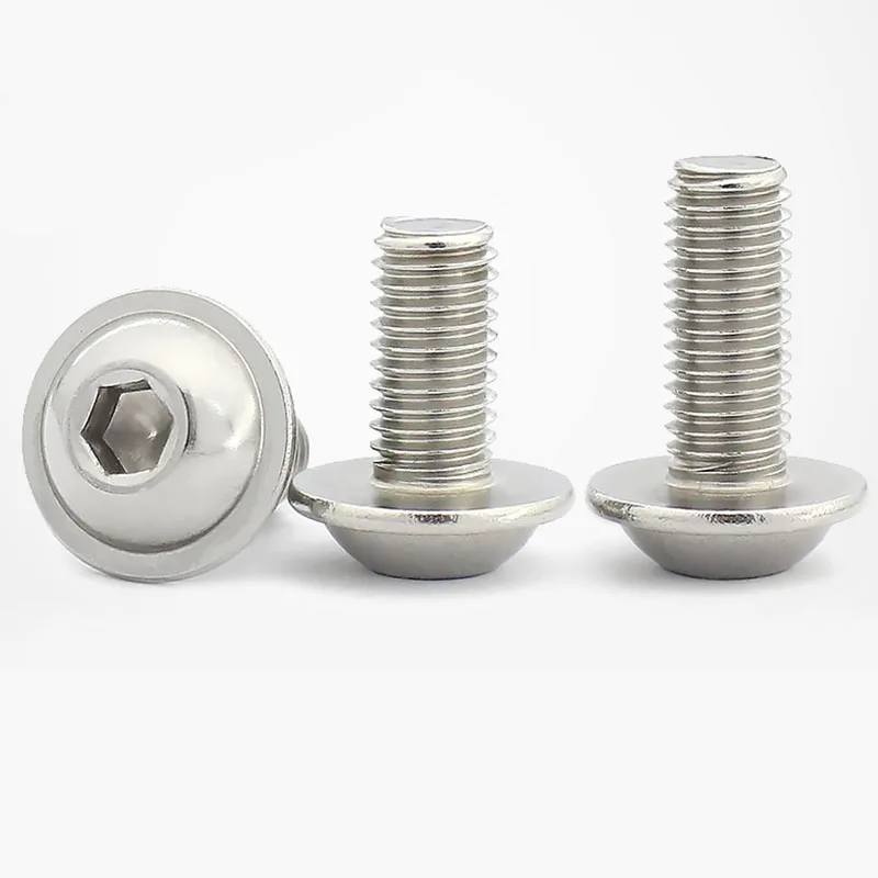 ISO7380.2 Stainless Steel 304 Button Wafer Hex Socket Head Screw  With Washer Collar Screws Bolt