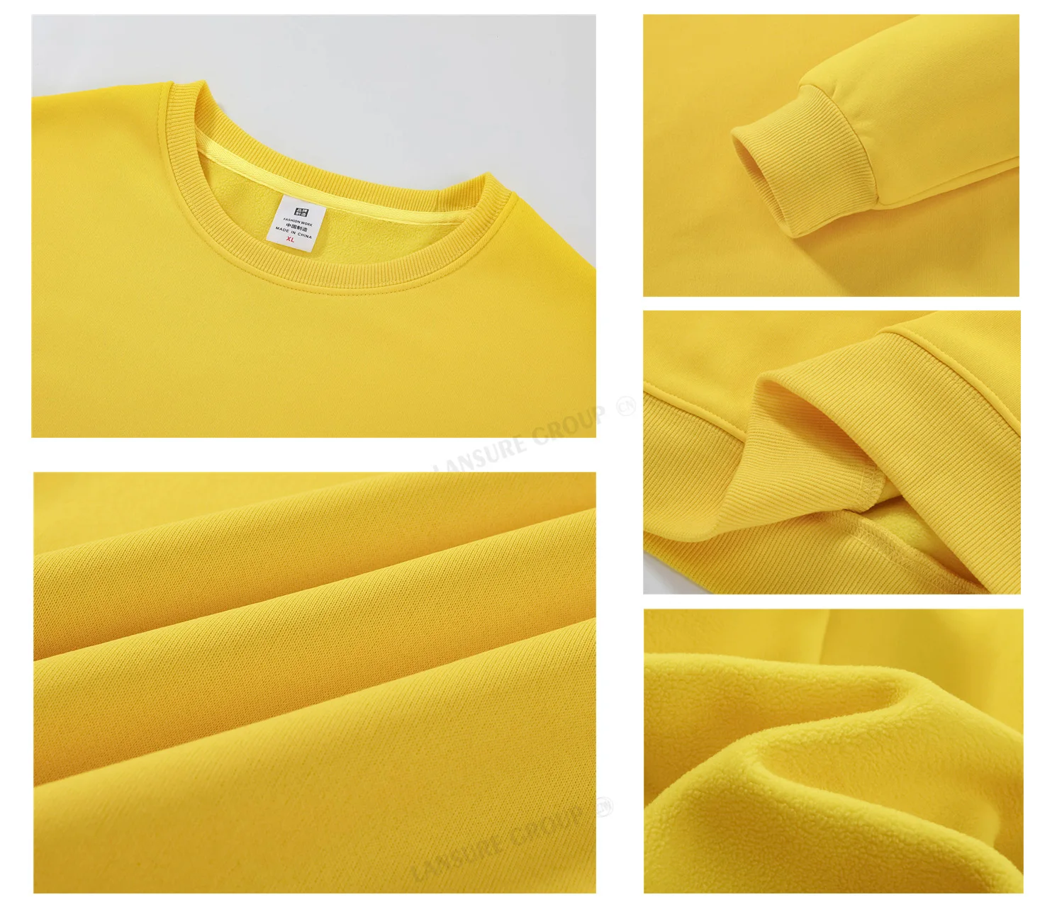 LS heavy weight 500GSM Composite cotton polar fleece sweater round neck pullover hoodies custom design Sweater jogging hoodie