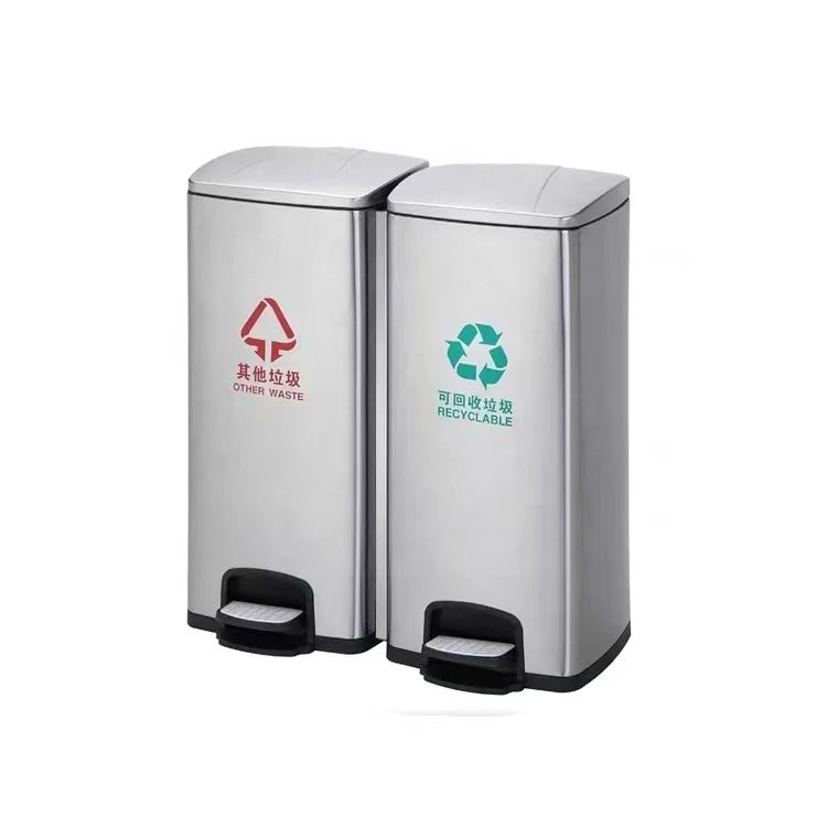 Dustbin Hotel Office Large Waste Garbage Bins Lihangrui Metal Stainless Steel Trash Cans Kitchen Bathroom Office Hotel Hospital