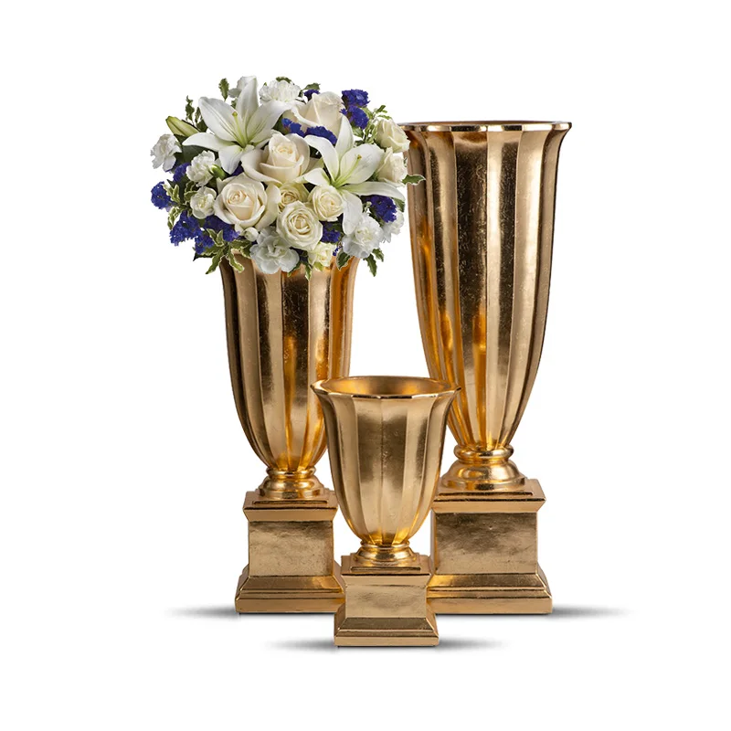 60/90/120cm Trumpet Vase for Wedding Centerpieces Tall Gold Vases for Wedding Centerpieces Factory Wholesale Wedding Vase