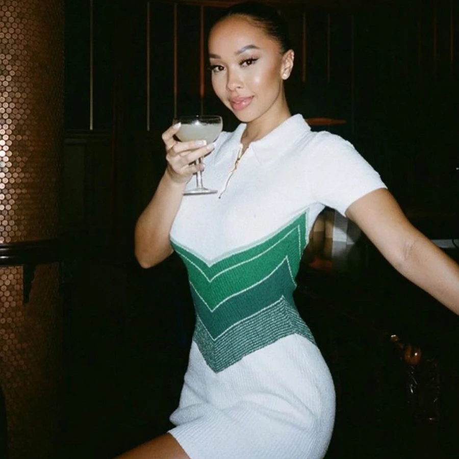 Женское облегающее платье в полоску Kliou W23D27937