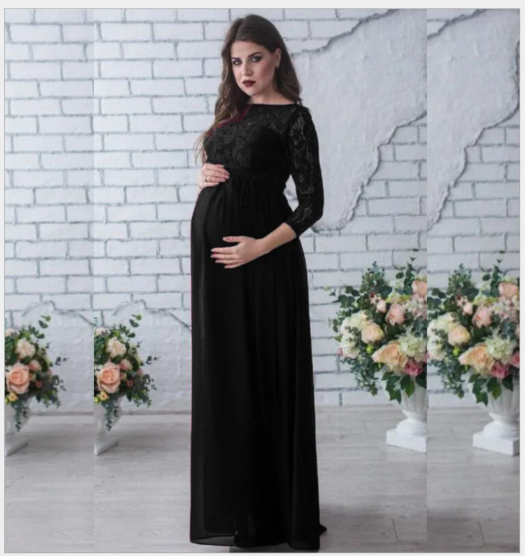 
wholesale lace long sleeve pregnancy clothes maternity photo shoot dresses for evening party 