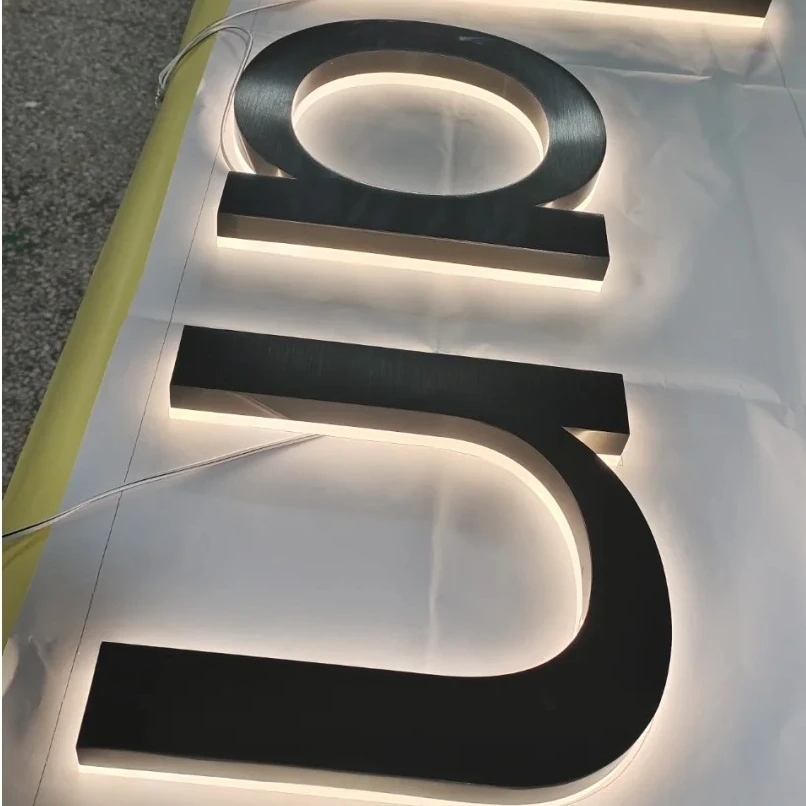Latest Luminous Factory Price Free Design Illuminated Stainless Steel Surface Acrylic Back Board Back-lit Letter