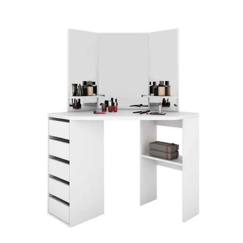
White gloss dressing table mirror corner storage dressing tables bedroom furniture 