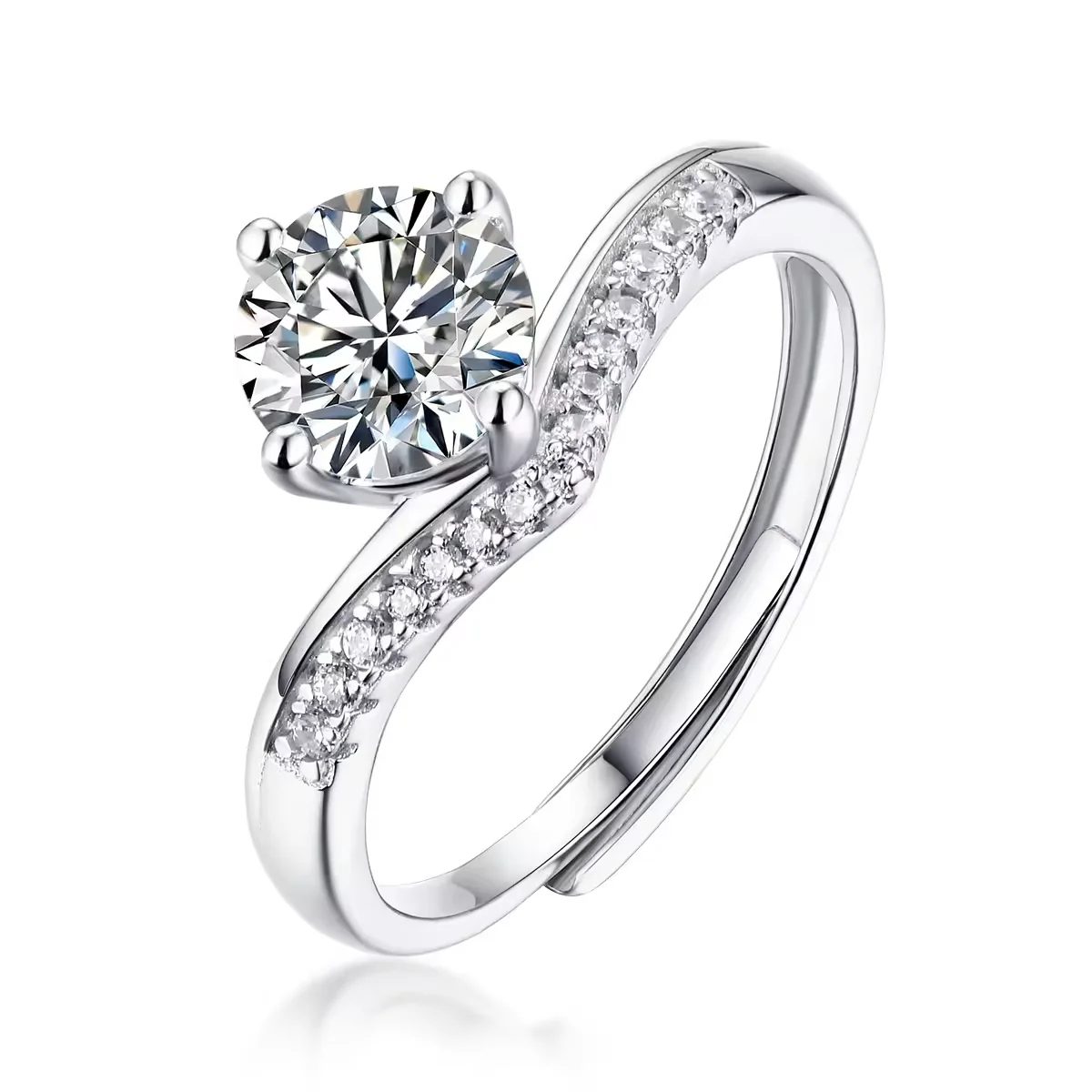 7Carat Trendy 2ct Round Brilliant Cut Moissanite Jewelry Engagement Ring 925 Silver Fashion Ring With All Plating