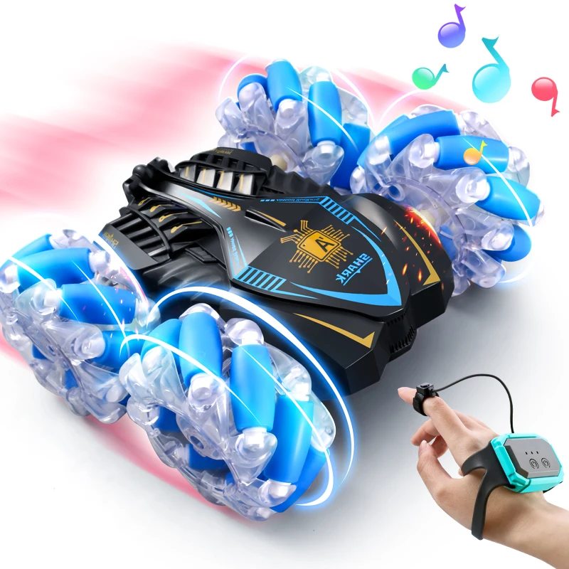 2.4ghz Double Sided Remote Control Car Toy Glow Wheel Watch Gesture Sensing Stunt RC Drift Car Toys Radio Control Toy For Kids