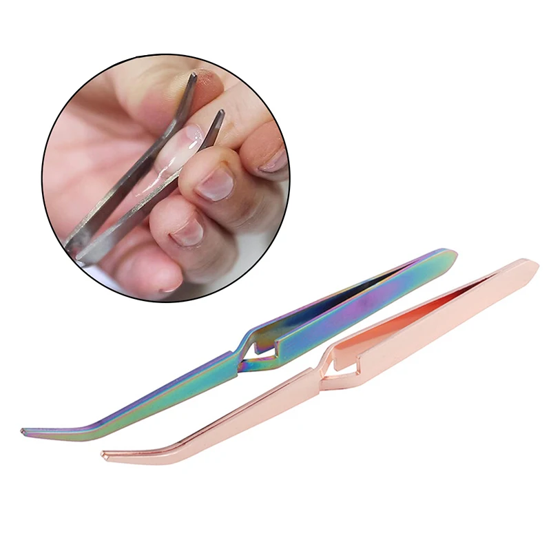 Golden Pink And Colorful Stainless Steel Acrylic Uv Nail Art Tweezers Stainless Steel Nail Tweezers