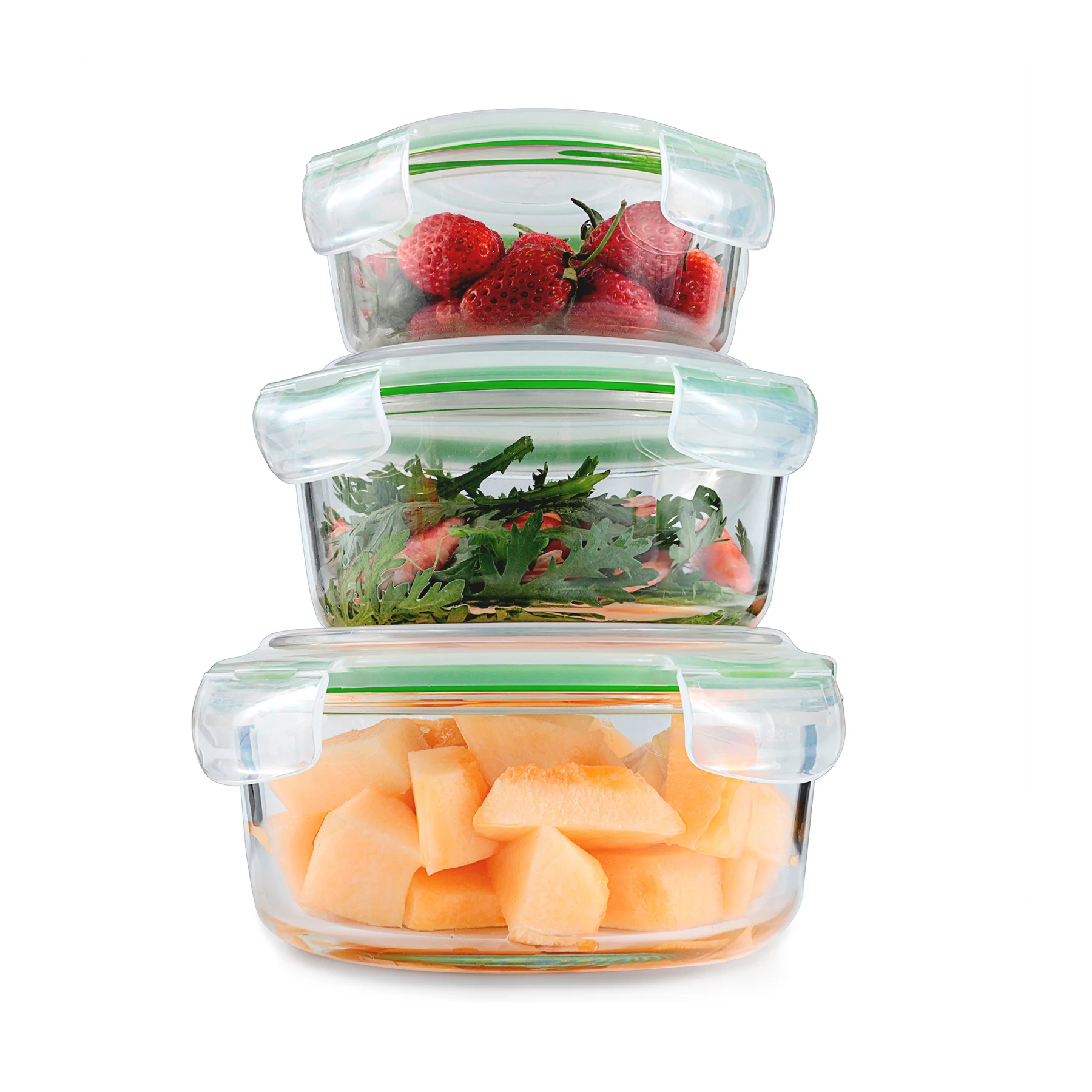Professional 3 compartment glass lunch box baby storage containers food container with lid