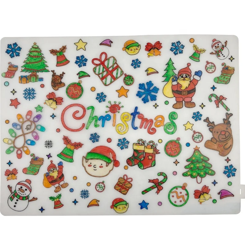 Low MOQ Christmas gift alphabet color silicone painting pad food grade washable eco colouring customize kids silicone table mat