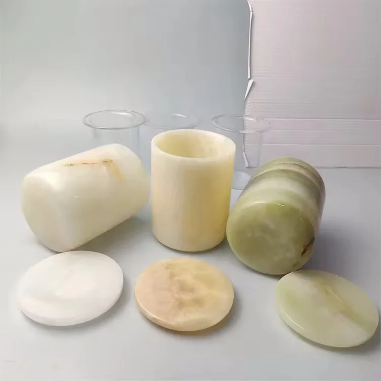 Colorful Source Wholesale Natural Home Decor Holiday Gift Hot Christmas Agate Marble Travertine Candle Jar