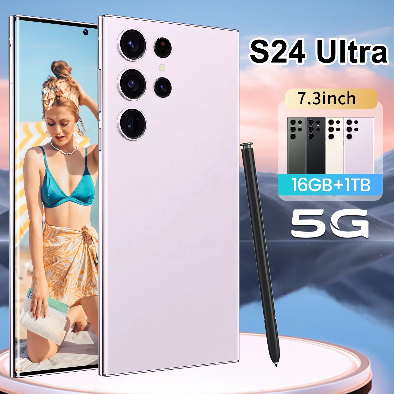 Wholesale S24 Ultra 7.3 Inch display Unlocked Mobile Phones Dual SIM 16GB+1TB All Languages Android 5G SmartPhones