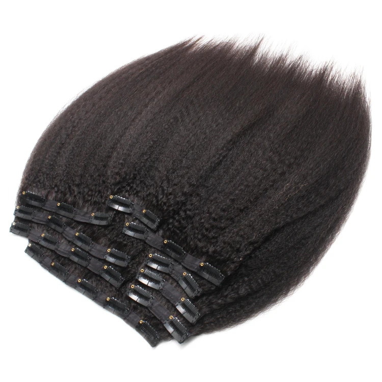 
New Products 2019 Natural Virgin Clip in Hair Extension Kinky Straight Clip ins For Black Women  (62350450312)