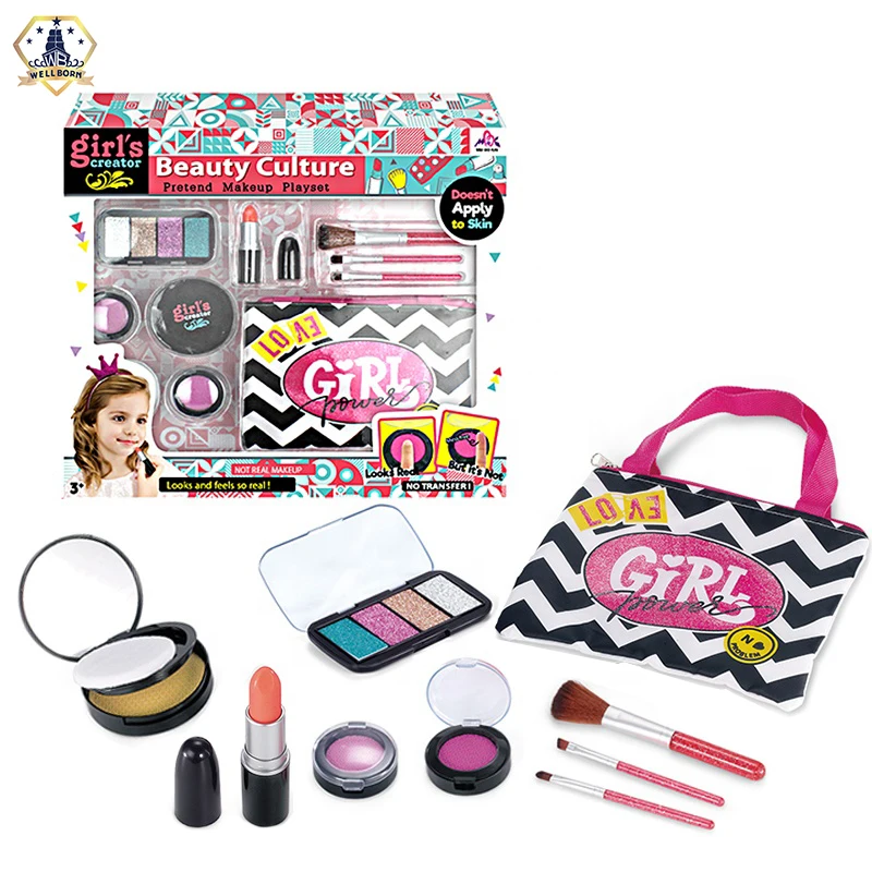 New product safety plastic simulation cosmetic storage bag make up toy set for girl