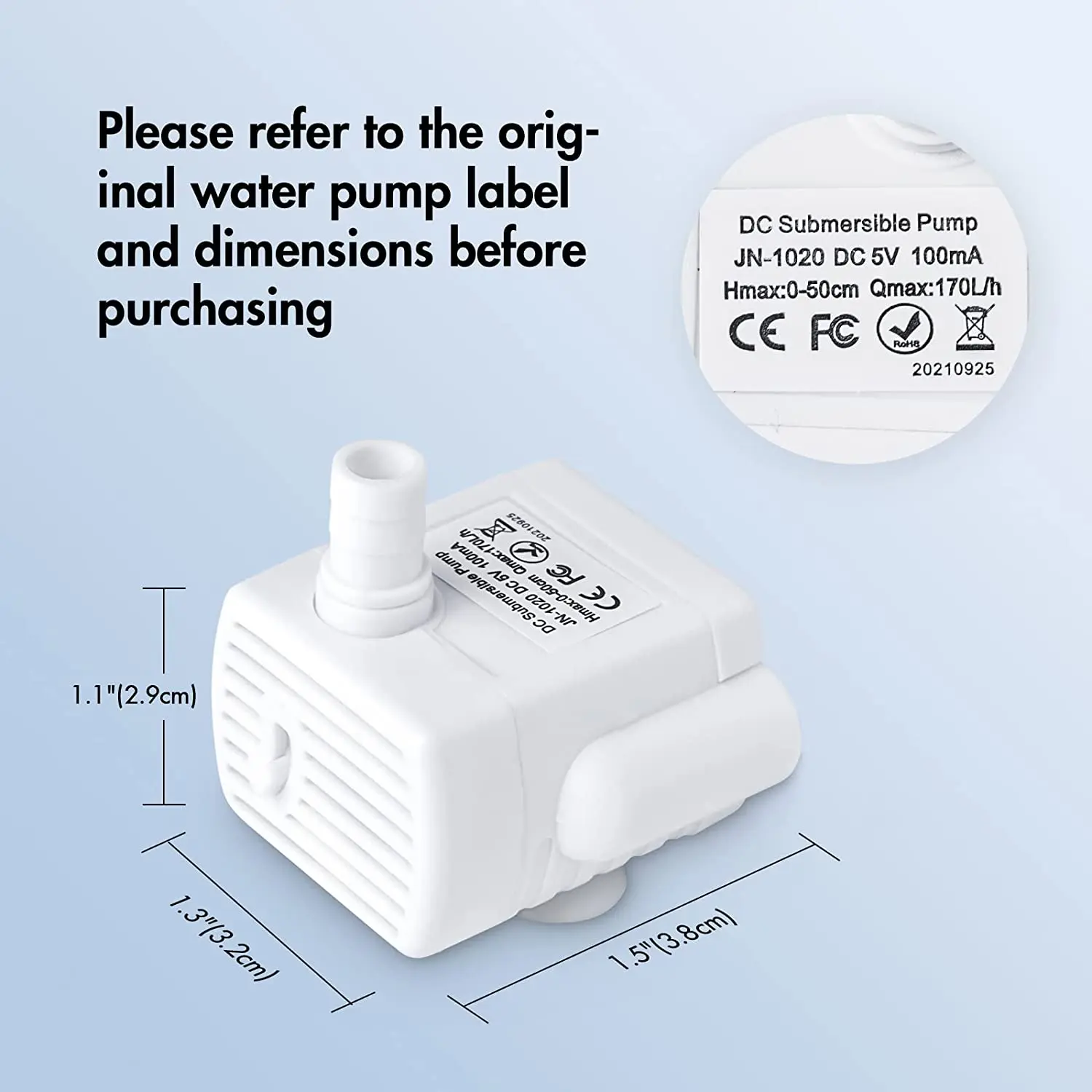 Cat Water Fountain Pump Replacement for Pet Water Fountains Ultra Quiet Long Lifespan with 6 ft Power USB Cable