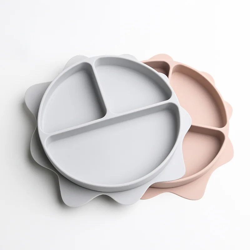 Food Light Blue Dinner Tableware Kids Plate Set Children Lion Suction Plate Silicone Plate