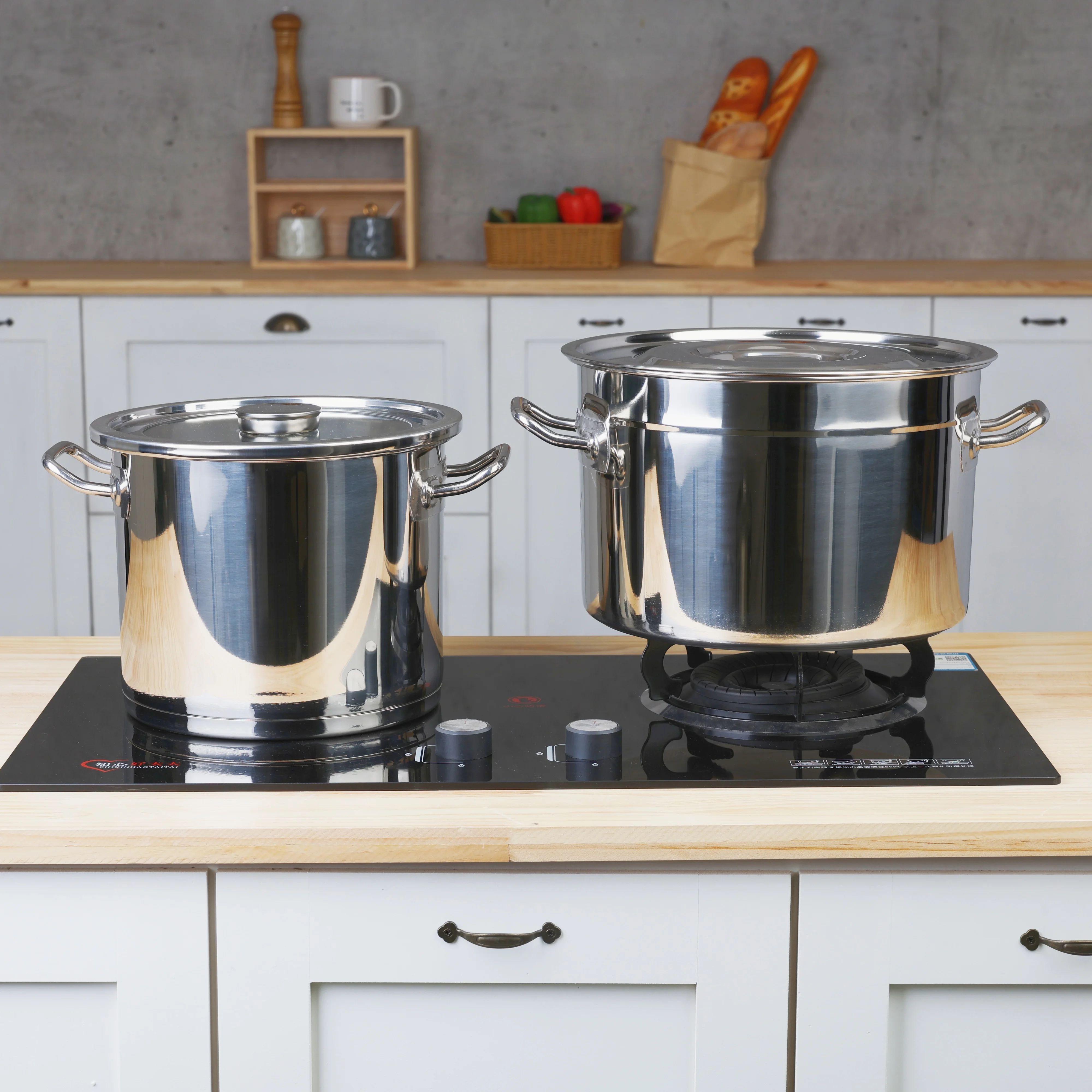 Wholesale big pots for cooking multiple sizes stainless steel soup stock pot commercial cooking pot