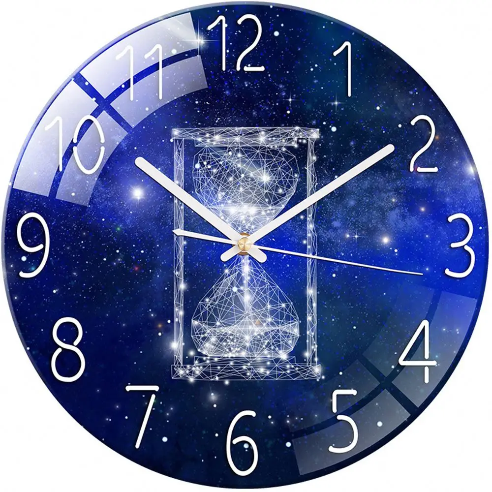 colorful UV printing home office decoration quartz glass wall clocks