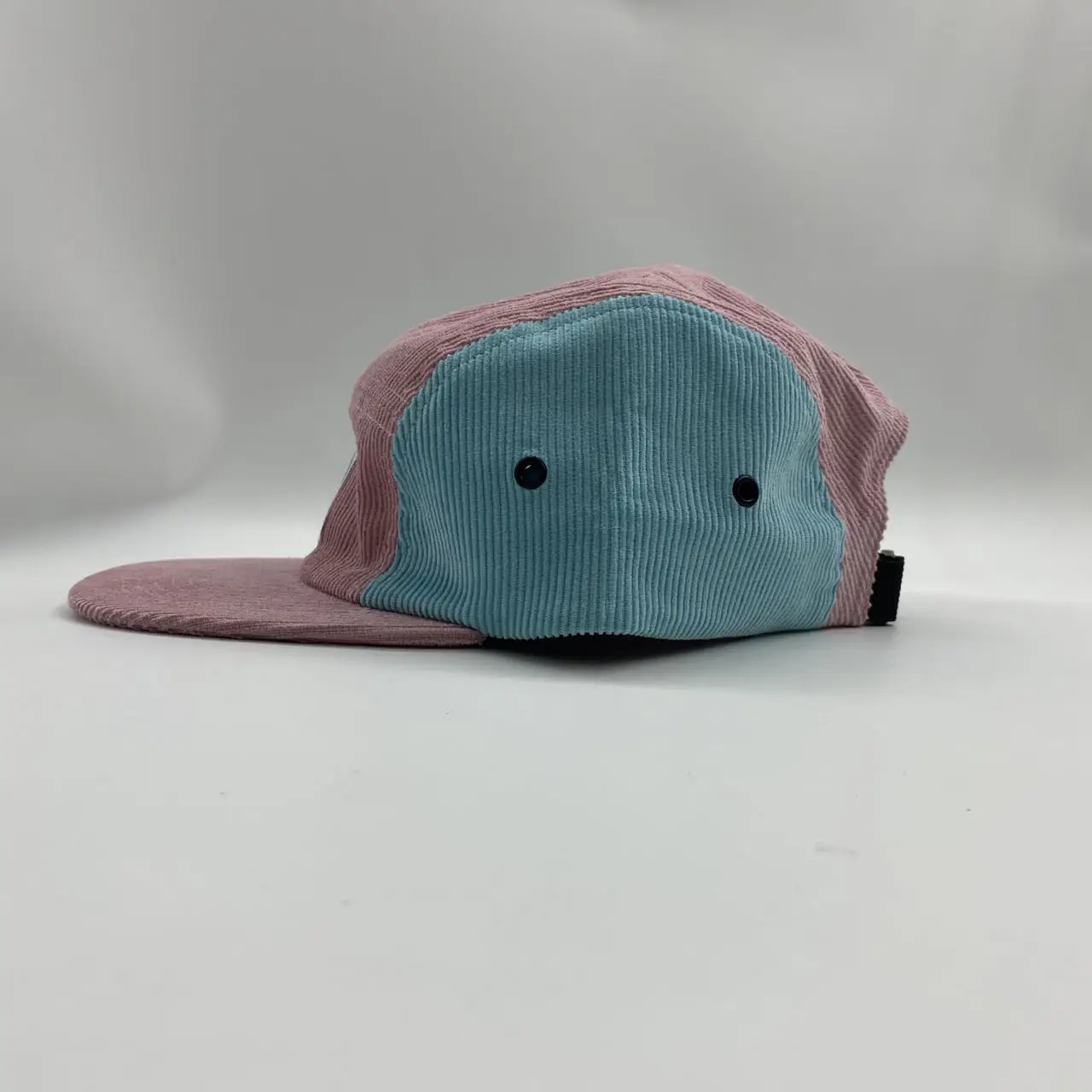 Custom Two Tone Corduroy Hat Wholesale 5 Panel Camp Cap Hat Five Panel Hat Cap With Patch Logo