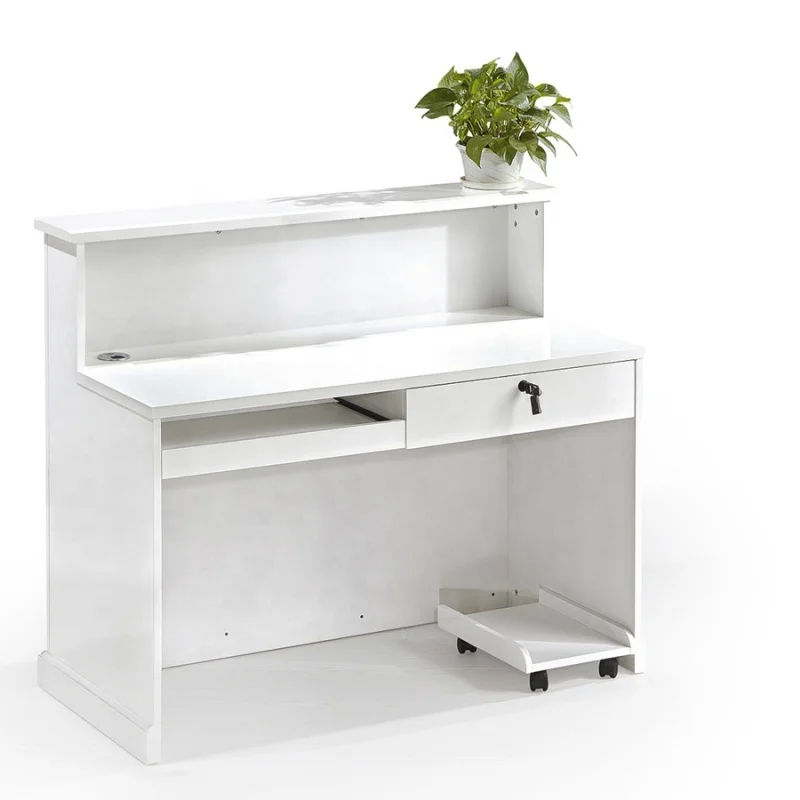 Superior quality office OEM small size 1.2m white lacquering board reception desk
