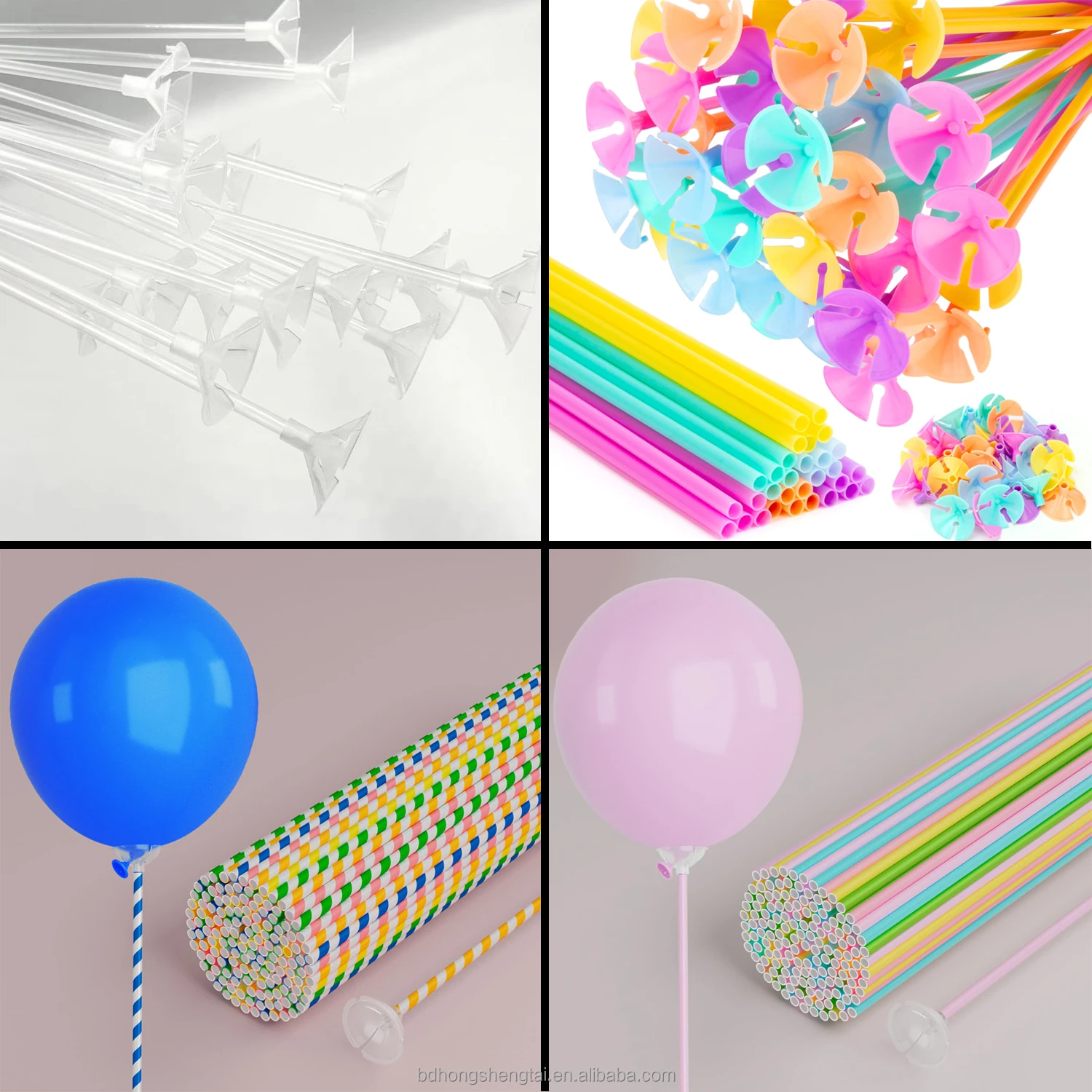 Wholesale Colorful Balloon Sticks Plastic towing Rods bracket Supplies 27/32/40/42 cm Lengthened Balloons rod Holder Sticks set