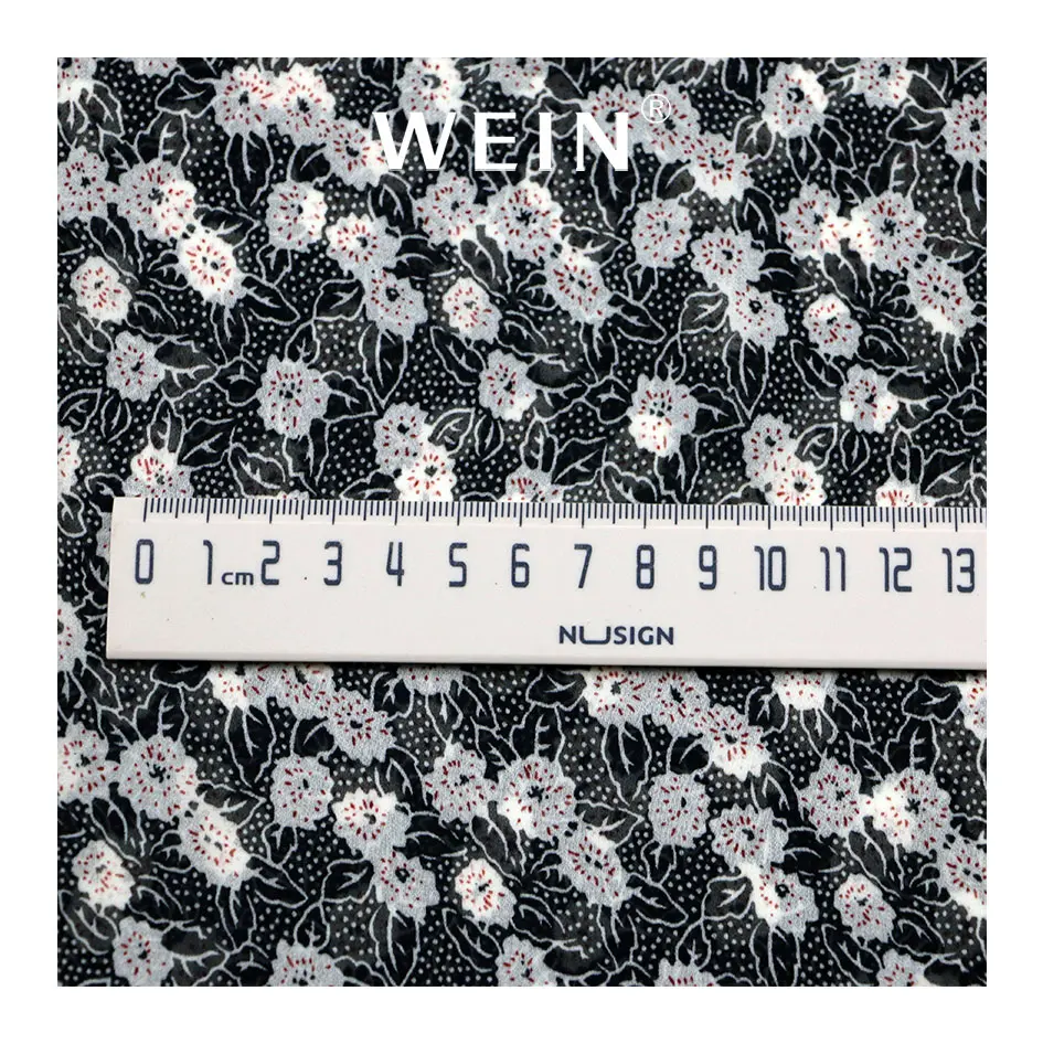 WI-A05 Latest design soft 50D lightweight silk georgette chiffon fabric with small flower printing design fabric for dress