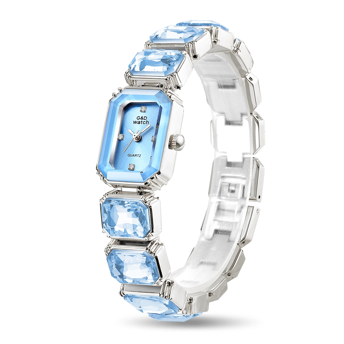 G&D Luxury Women Quartz Watch Set With Rhinestone Circular shape Dial Hollow Electroplate Quartz Wrist Watch For Ladies Fashion