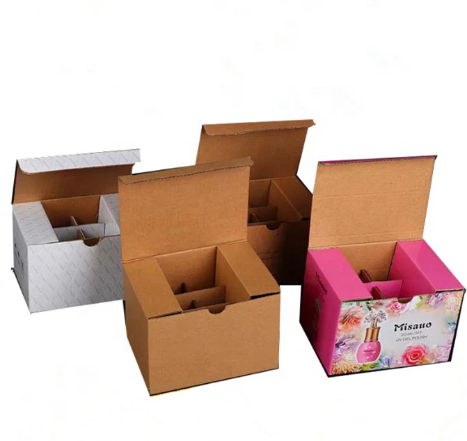 Custom Corrugated Cardboard Shipping Boxes  Essential Oil Bottle Paper Box Nail Polish Bottle Packaging Box With Divider