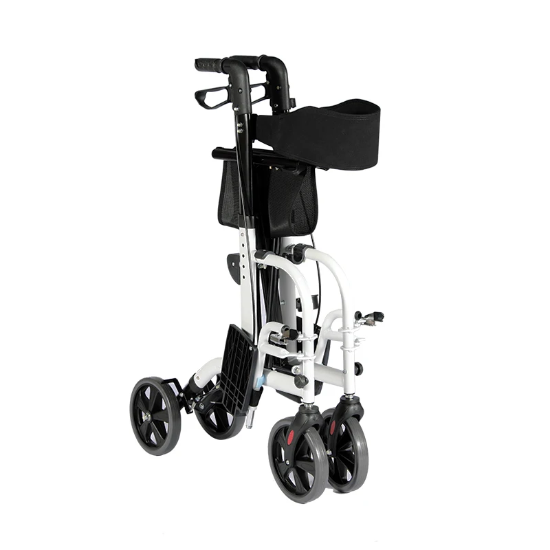 Aluminum Transport Chair Mobility Rollator 2 in 1 Medical Rolling Walker