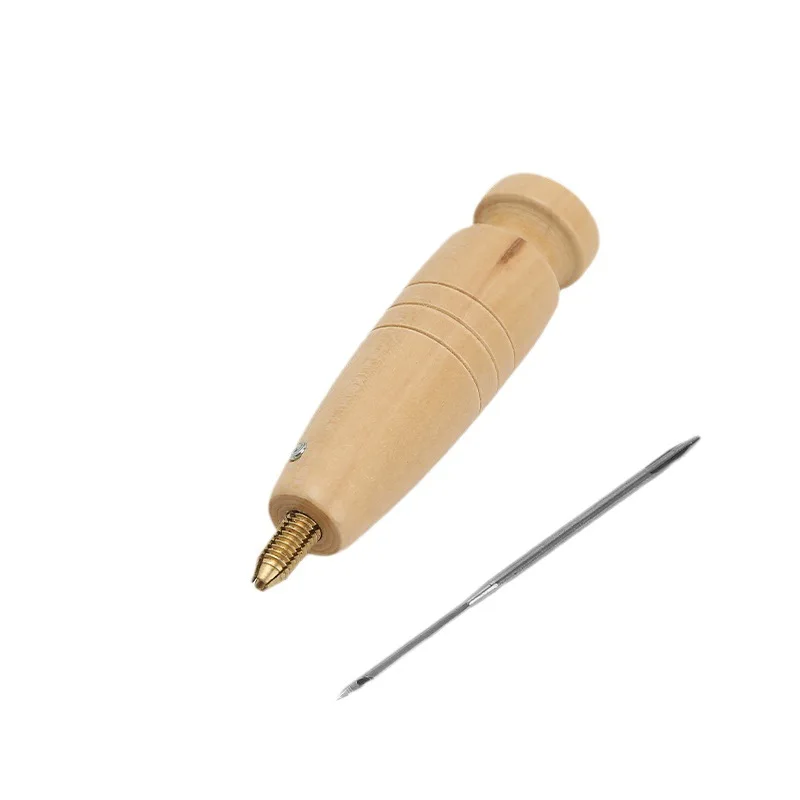 Portable Sewing Awl Kit Replaceable Straight Curved Awl Needles for Heavy Fabrics Leather Hand Stitcher Repair Tool for Canvas