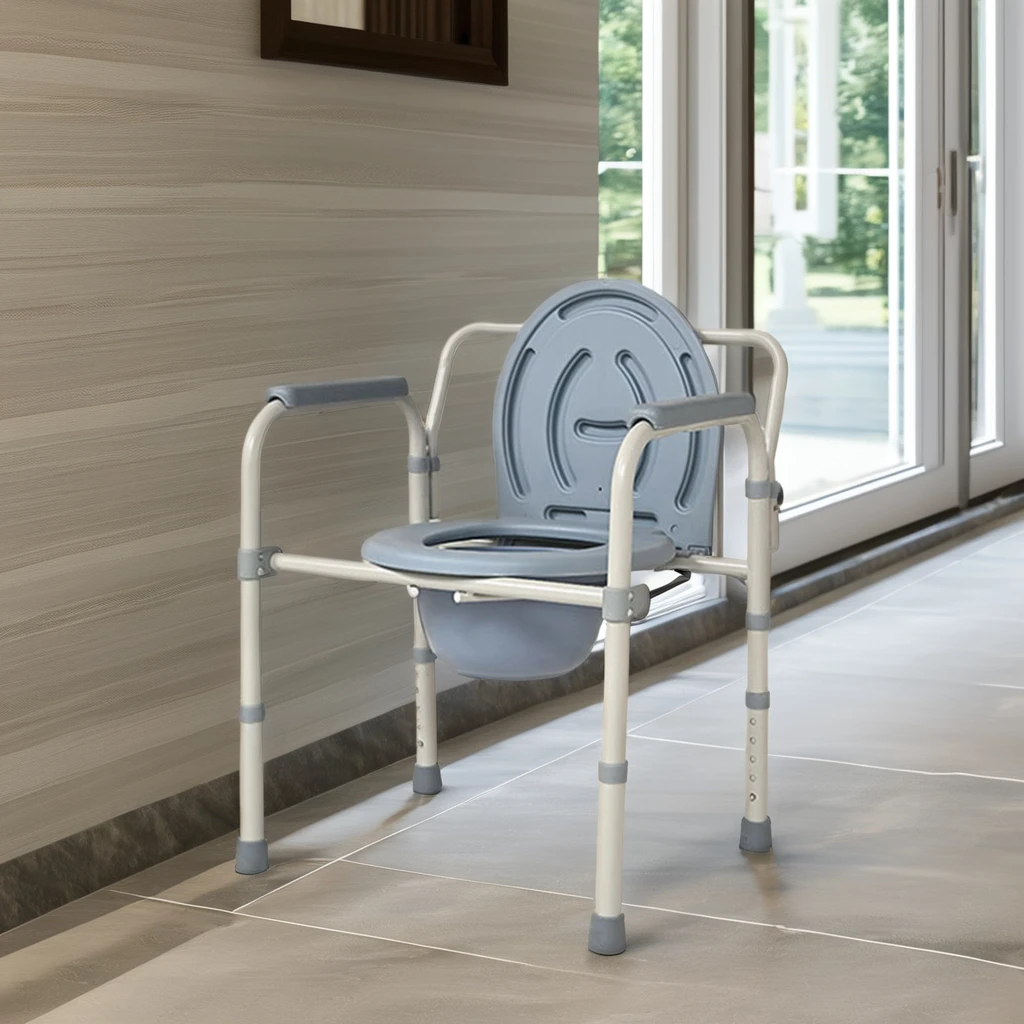 Hospital-Used Plastic Foldable Bedpan Elderly Patient Commode Toilet Chair Mobile Shower Bathroom Safety Equipment