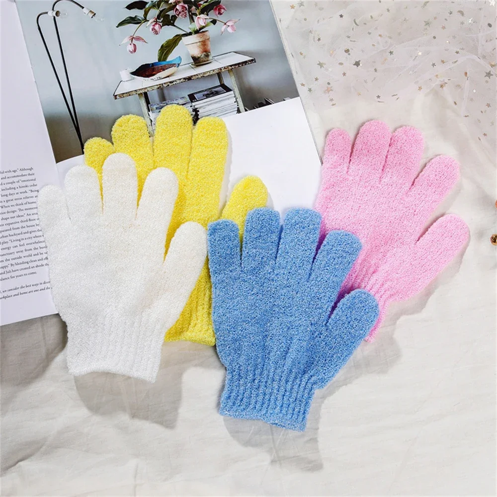 2025 JIESHEN 100% natural body Exfoliating Five-Finger Bath Gloves Shower Scrub Cleaning Body Massage Glove Bath Accessories