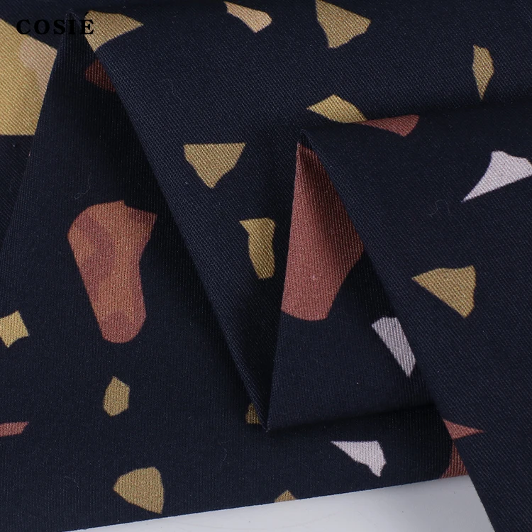 Designer Black Ground Geometric Parrern or Your Designs 100% Cotton Digital Printed Plain Poplin Fabric 145gsm for Dress