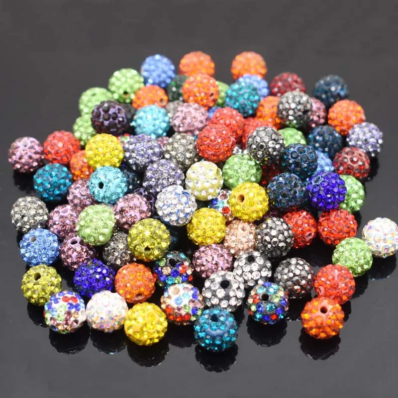 4 6 8 10mm Rhinestone Ball Beads Clay Paved Crystal Disco Clay Beads Loose Spacer Beads For DIY Jewelry Making Necklace Bracelet