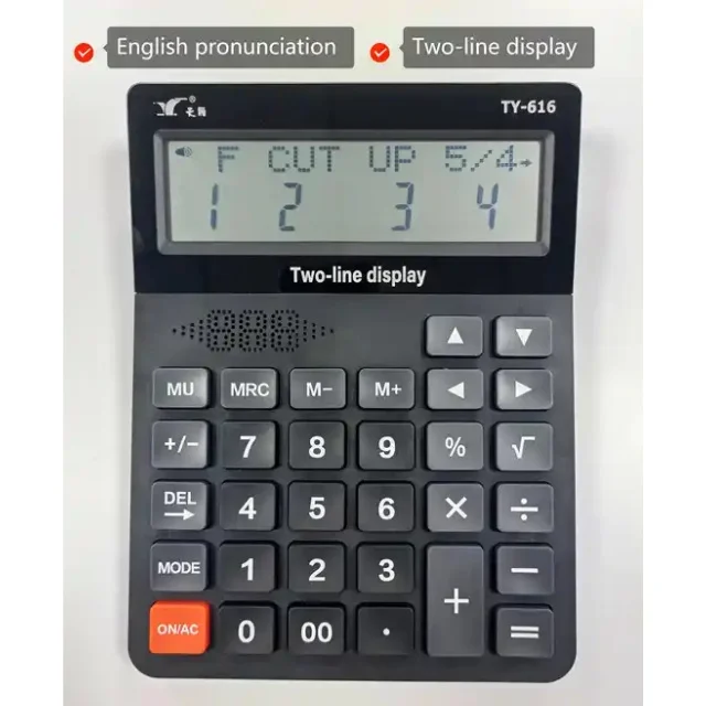 Wholesale price two-line display electronic office desktop financial accounting 12 digit english language talking calculator