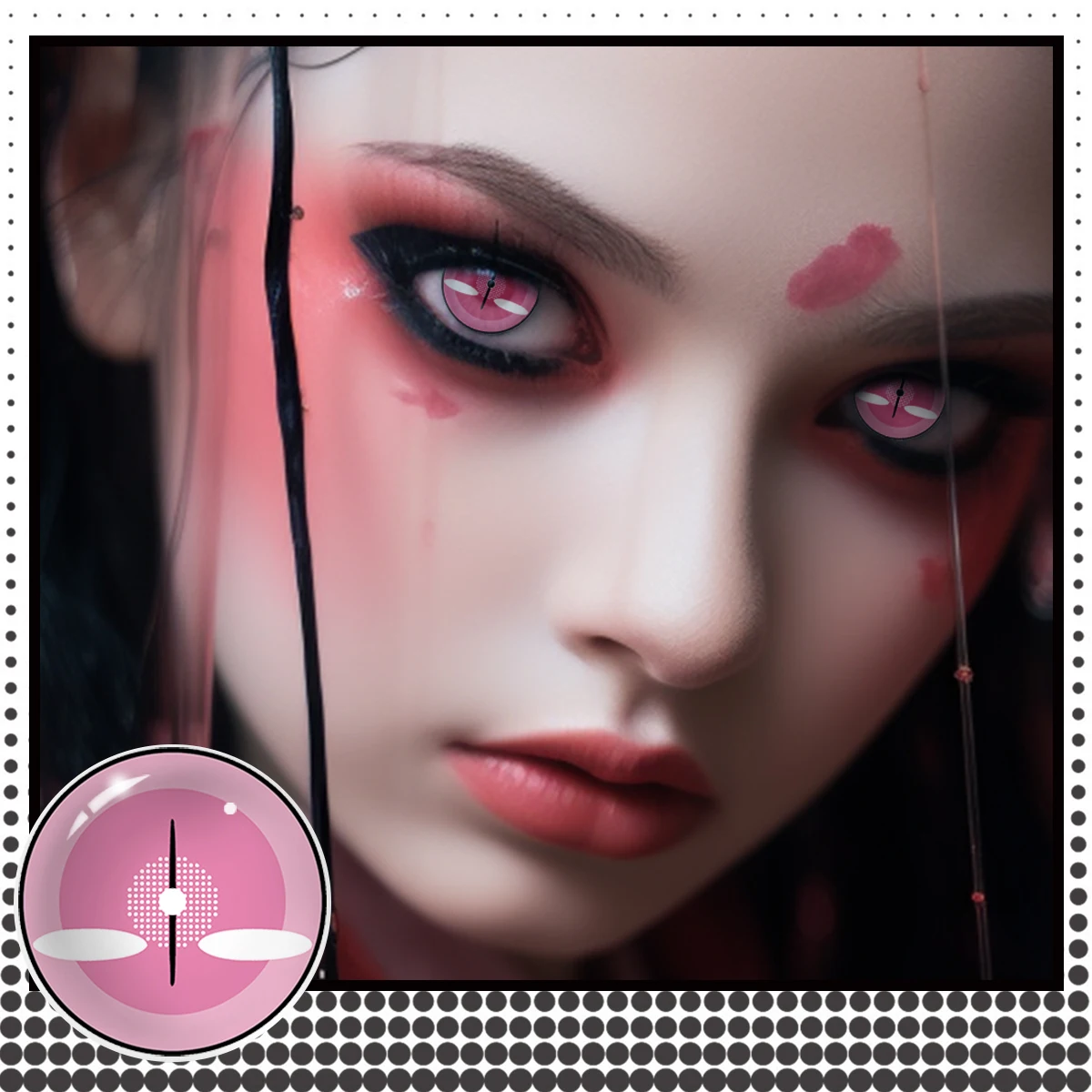 Lalens Cute Pink Color Contact Lenses With Prescription 14.2 14.5MM Half Yearly Crazy Halloween Anime Contact Cosplay Lens