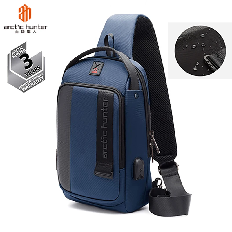 2021 Trending Arctic Hunter Wholesale Waterproof Anti-theft Oem Odm Sling Single One Shoulder Chest Bag Usb Charging Bag For Men