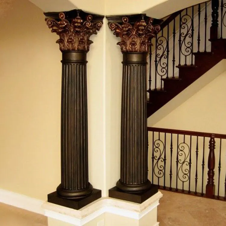 High Quality Classical Natural Stone Marble Indoor Decorative Gold Columns Pillar