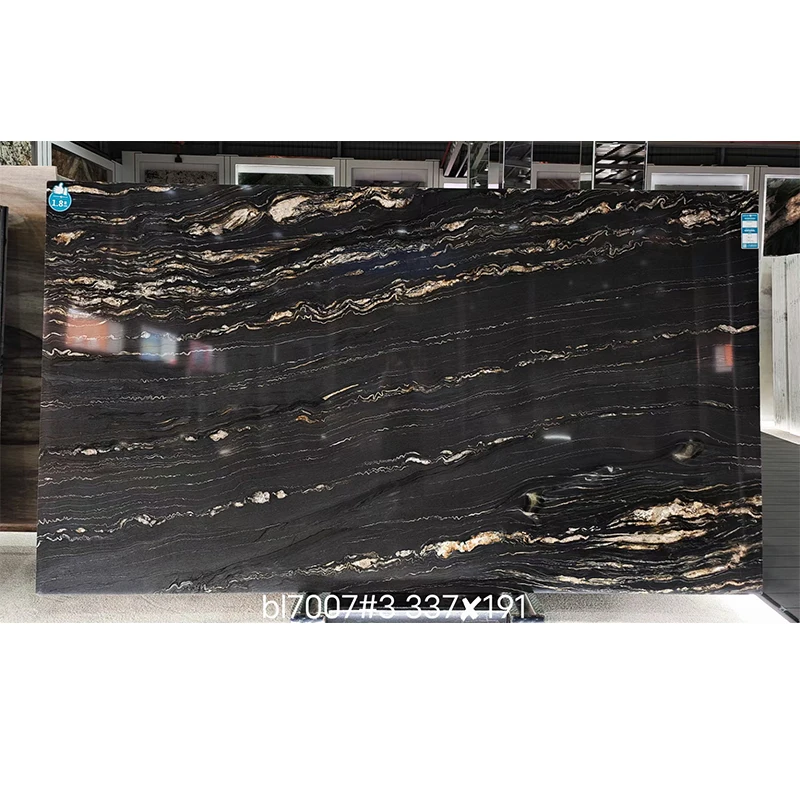 Brazilian Portoro Black With Gold White Veins Stone Wall Natural Polished Granite Slabs Tiles And Floor Building Decoration