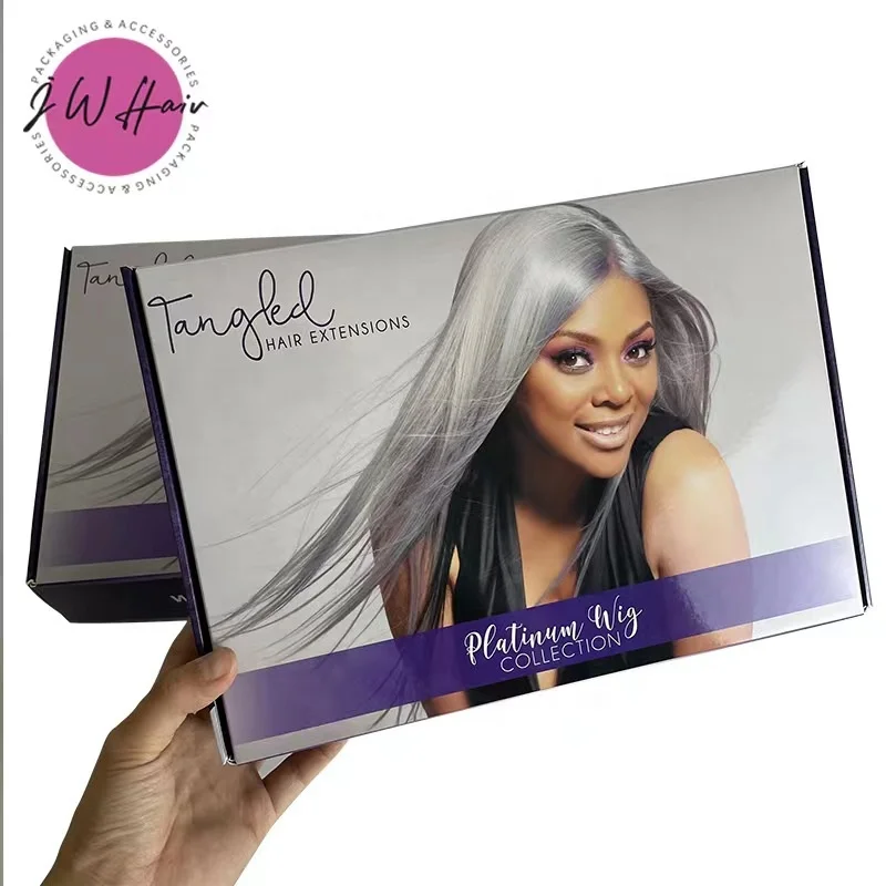 Wholesale Cardboard Wigs Mailer Shipping Box Customize Luxury Colorful Printed Hair Extension Packing Box
