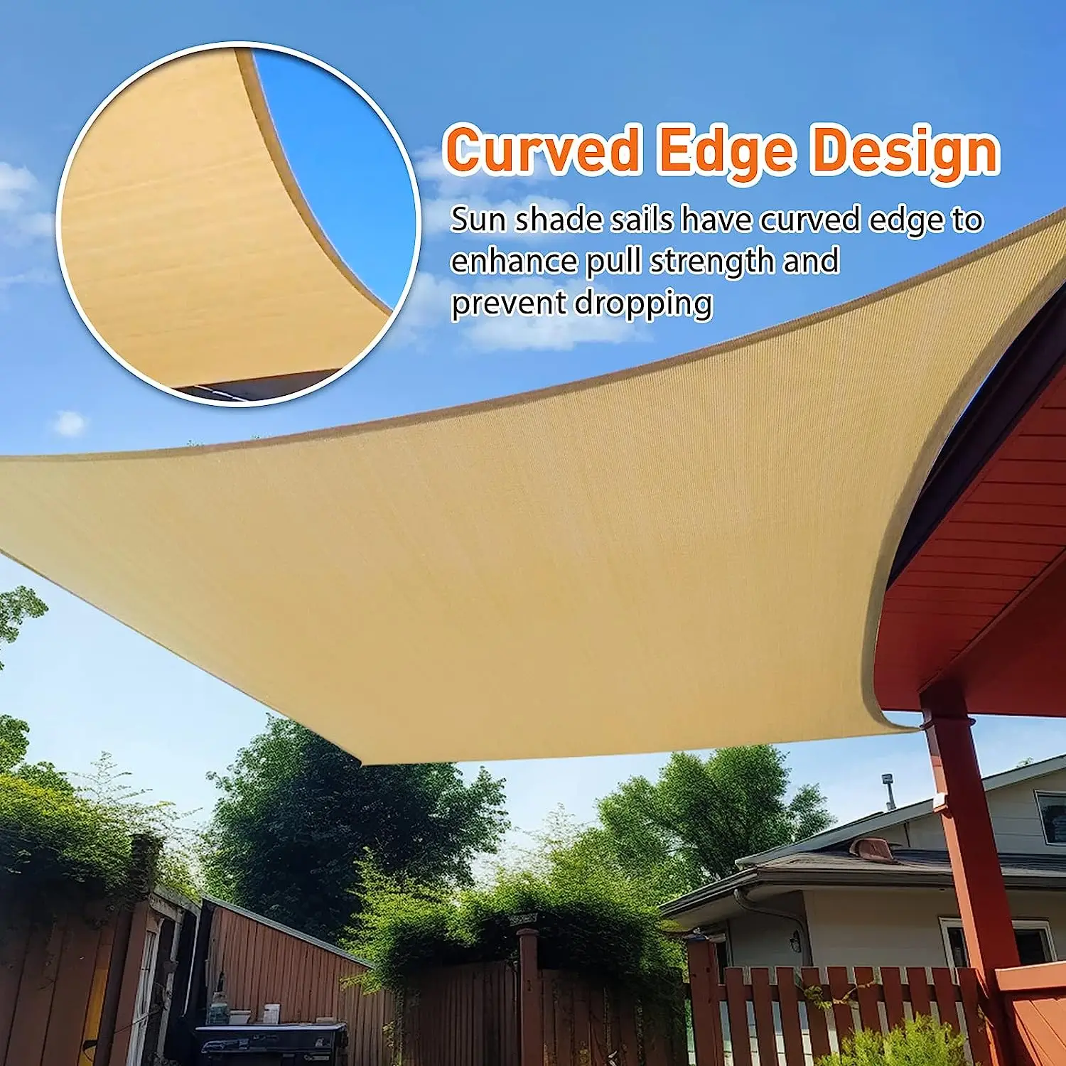 XZ OEM ODM 160GSM180GSM Garden Car Park Triangle Rectangle Canopy Waterproof Plastic HDPE Sun Shade Sails Outdoor Ivory Beige