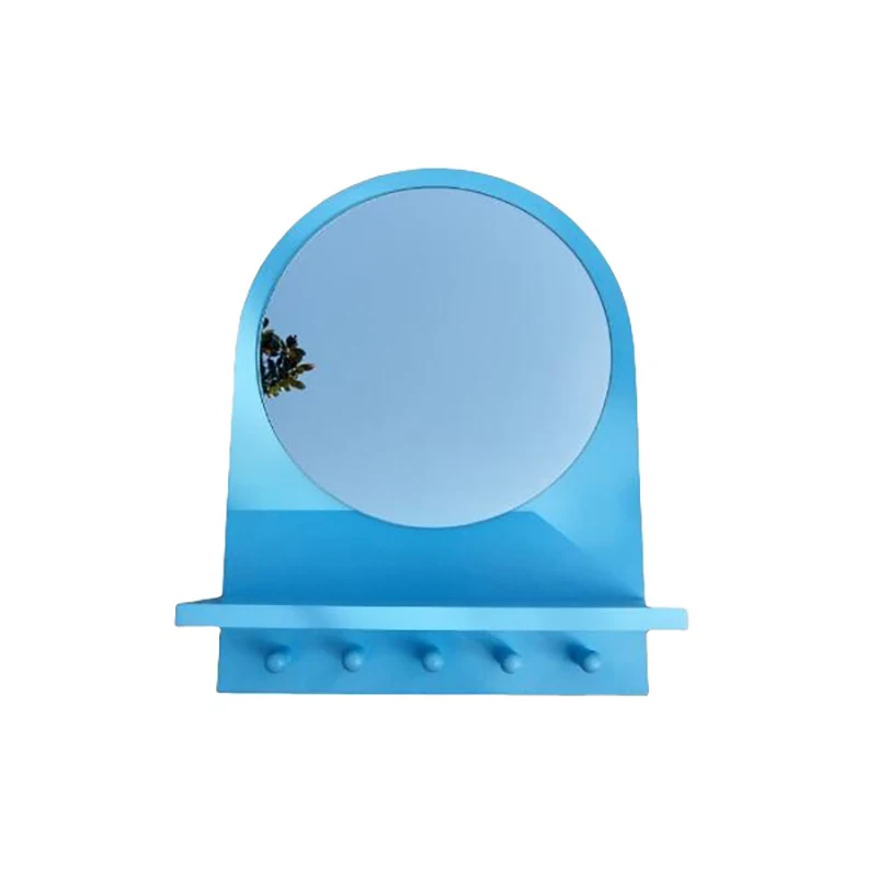 Farmhouse Arched Wood Framed Wall Hanging Rustic Bathroom Vanity Mirror With Shelf & Hooks for Decorative