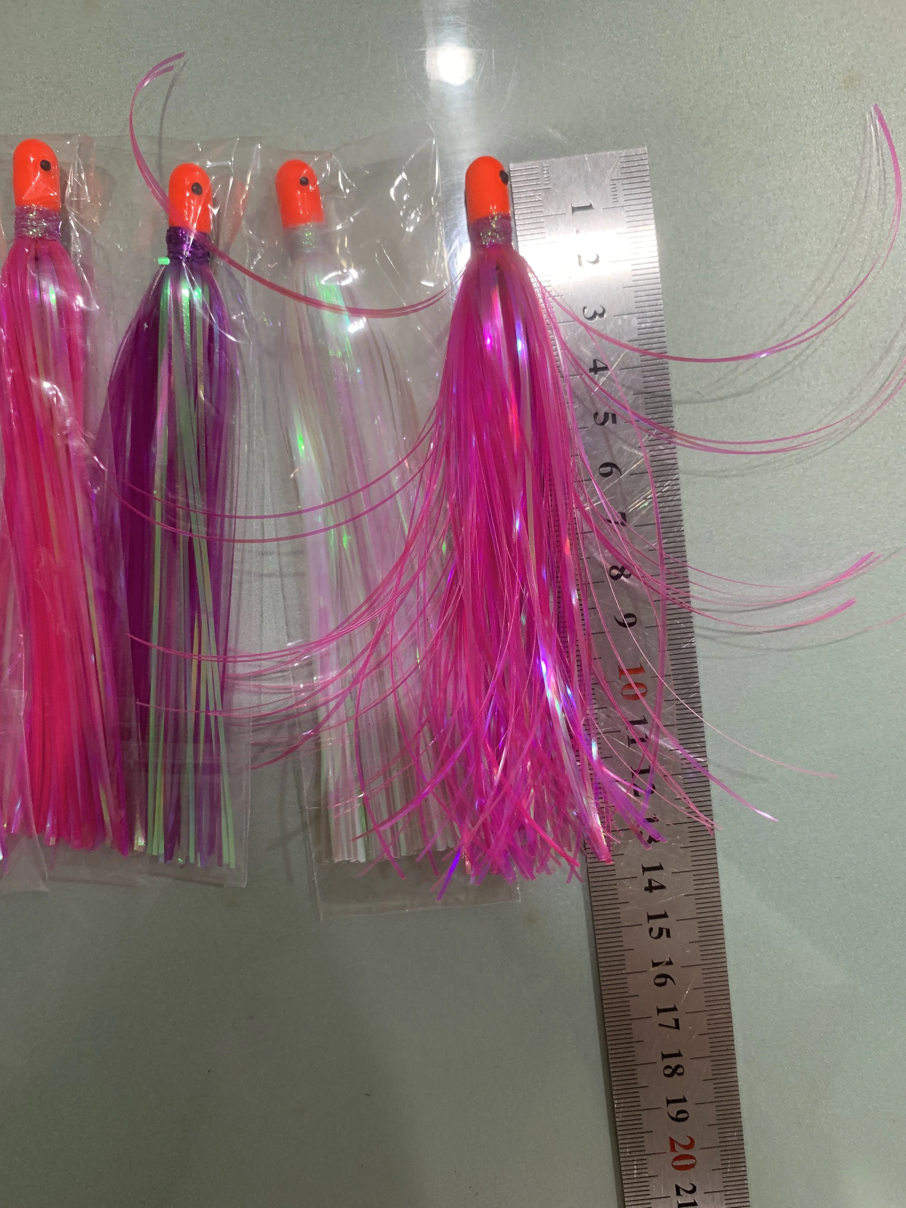 OEM 5.2INCH 0.34OZ Mylar Flash Teaser Tail Jig Head Bait With Lead Head Fishing Flash Skirts Hair Baits Big Game Fishing Lure