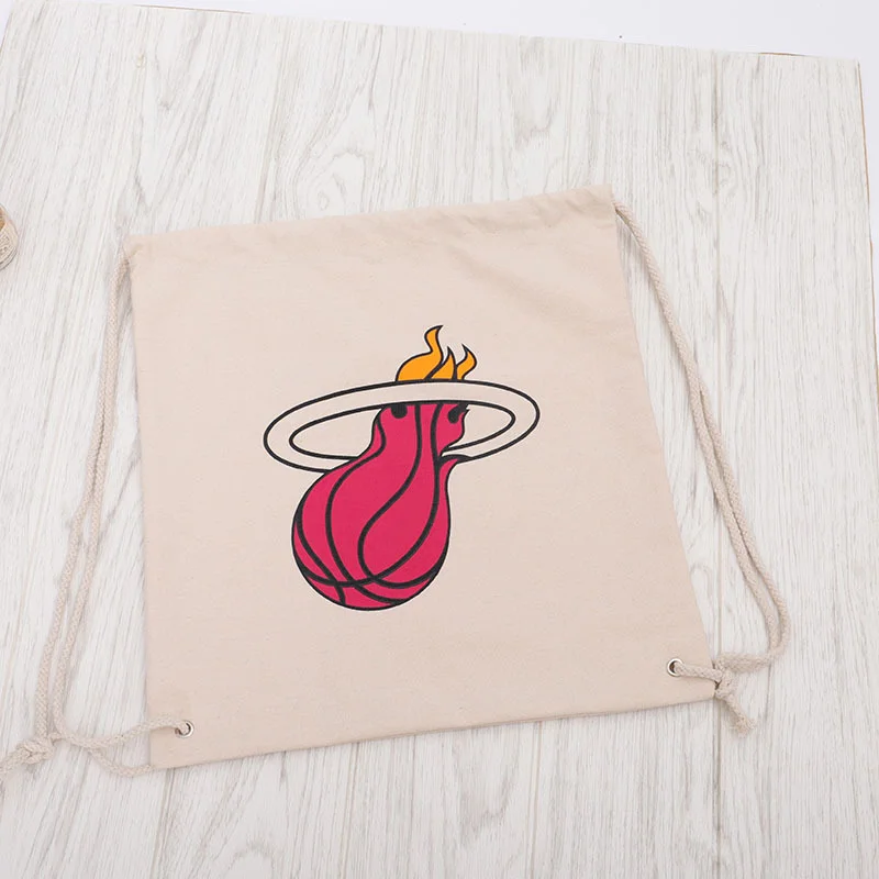 Eco-Friendly Durable Cotton Canvas Drawstring Backpack Bag For Students Portable Fabric Travel Use Bags