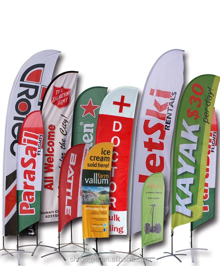 TJ-XY-2017 Custom Advertising Beach Banner Flag with X-cross Base