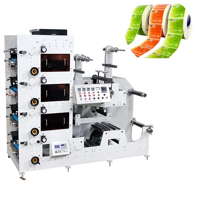 RY-320 4  Colors Adhesive Thermal Label BOPP Film Paper Roll Flexographic Printers With Die Cutter