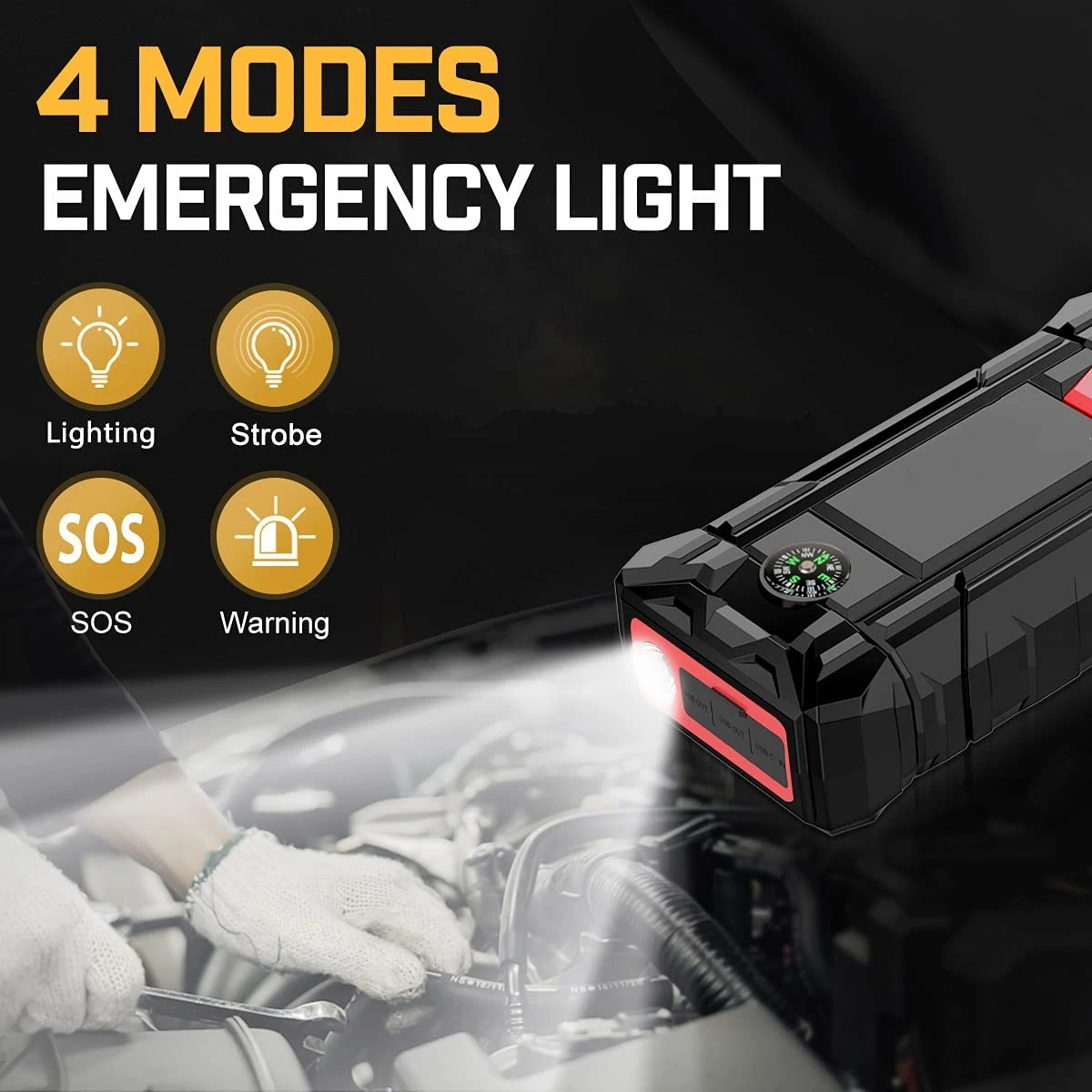 Car Jump Starter - 1500A Peak 15800mAh, 12V Auto Battery Booster