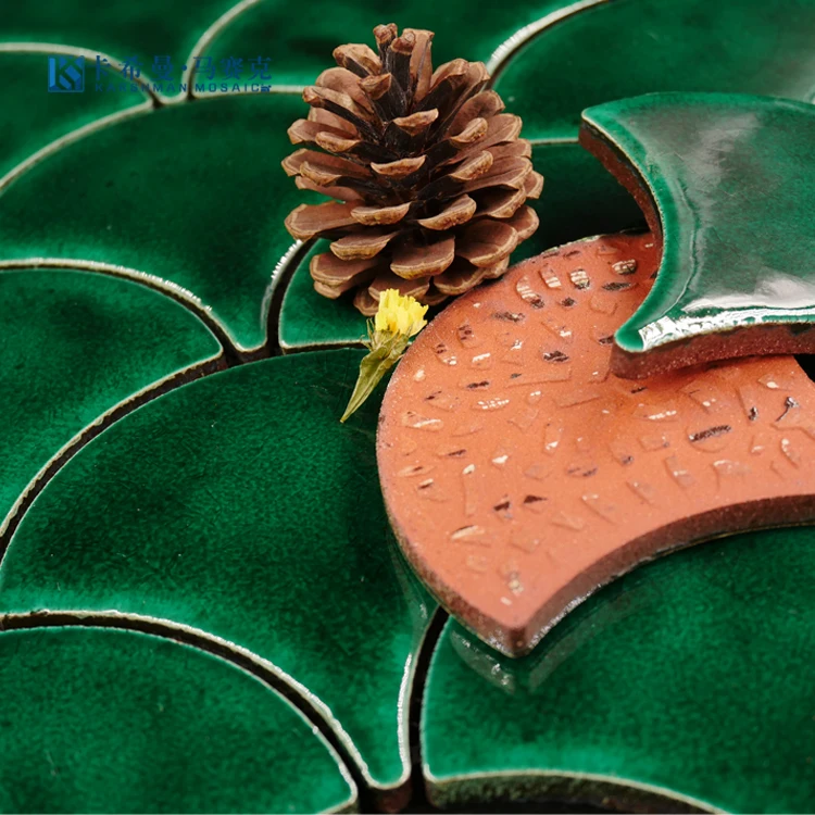 Manufacturers wholesale low - priced tiles Green fish-scale Mosaic ceramic tile Ceramic tiles for bathroom walls