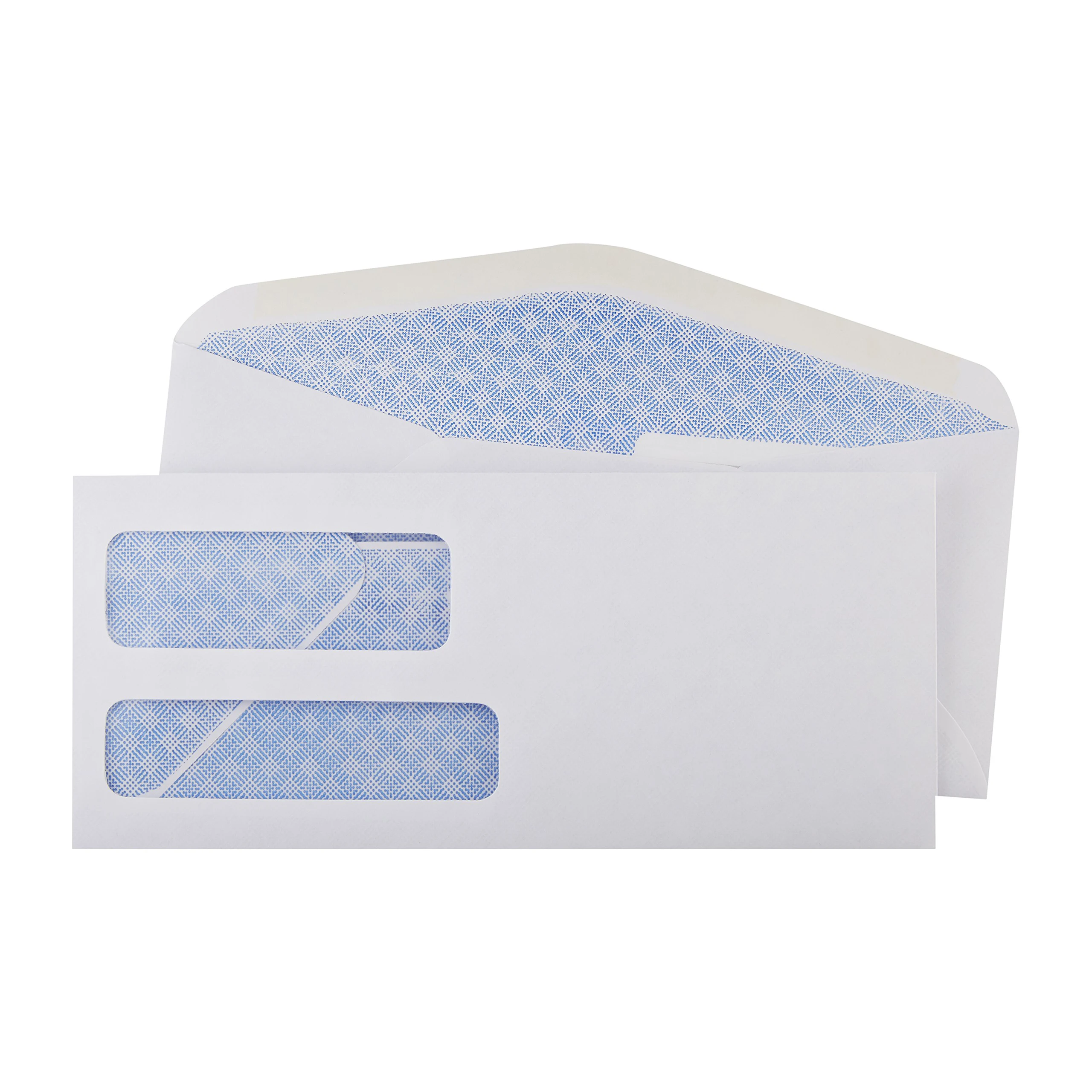 Custom #9 Kraft Perfect Size Self Seal Double Window White Business Invoices Security Tinted Check Envelopes