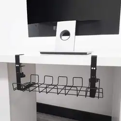 Amazon no-drill power strip storage rack, office desk wire organizer, cord holder with adjustable hanging basket.