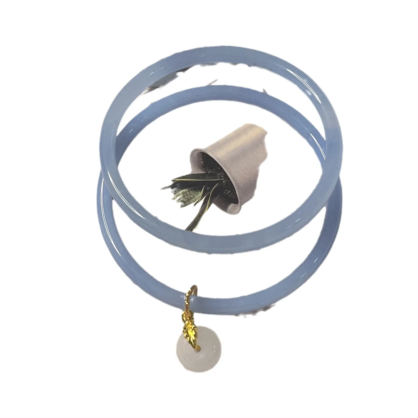 Chinese Style Gradient Color Imitation jade Bangle Simple Design Ruyi Charm Cuff Bracelet chalcedony Glaze bracelet for Women